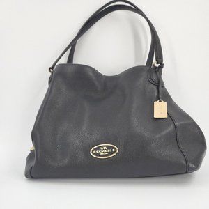 SOLD SOLD SOLD   Coach Edie 57125 Black Pebbled Leather Large 3 Section Handbag